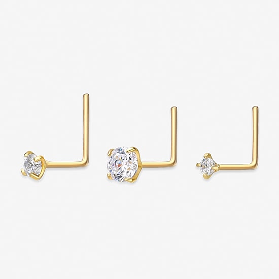 3-pc. Cubic Zirconia 14K Gold Nose Ring