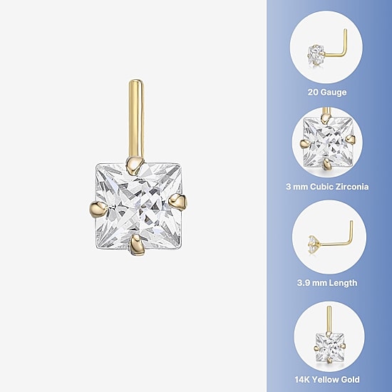 Cubic Zirconia 14K Gold Nose Ring