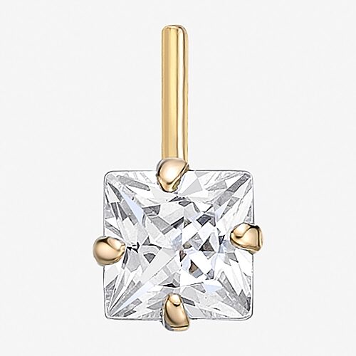 Cubic Zirconia 14K Gold Nose Ring, One Size, Yellow