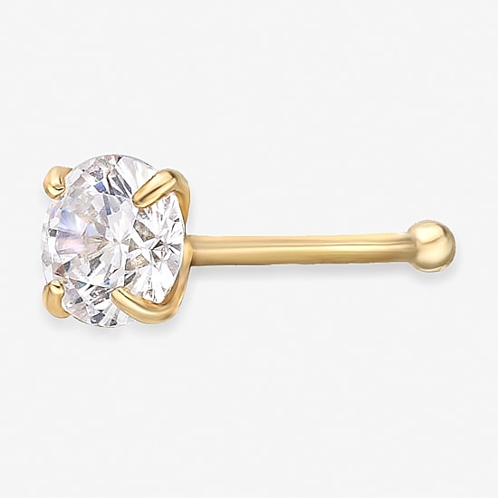 Cubic Zirconia 14K Gold Nose Ring