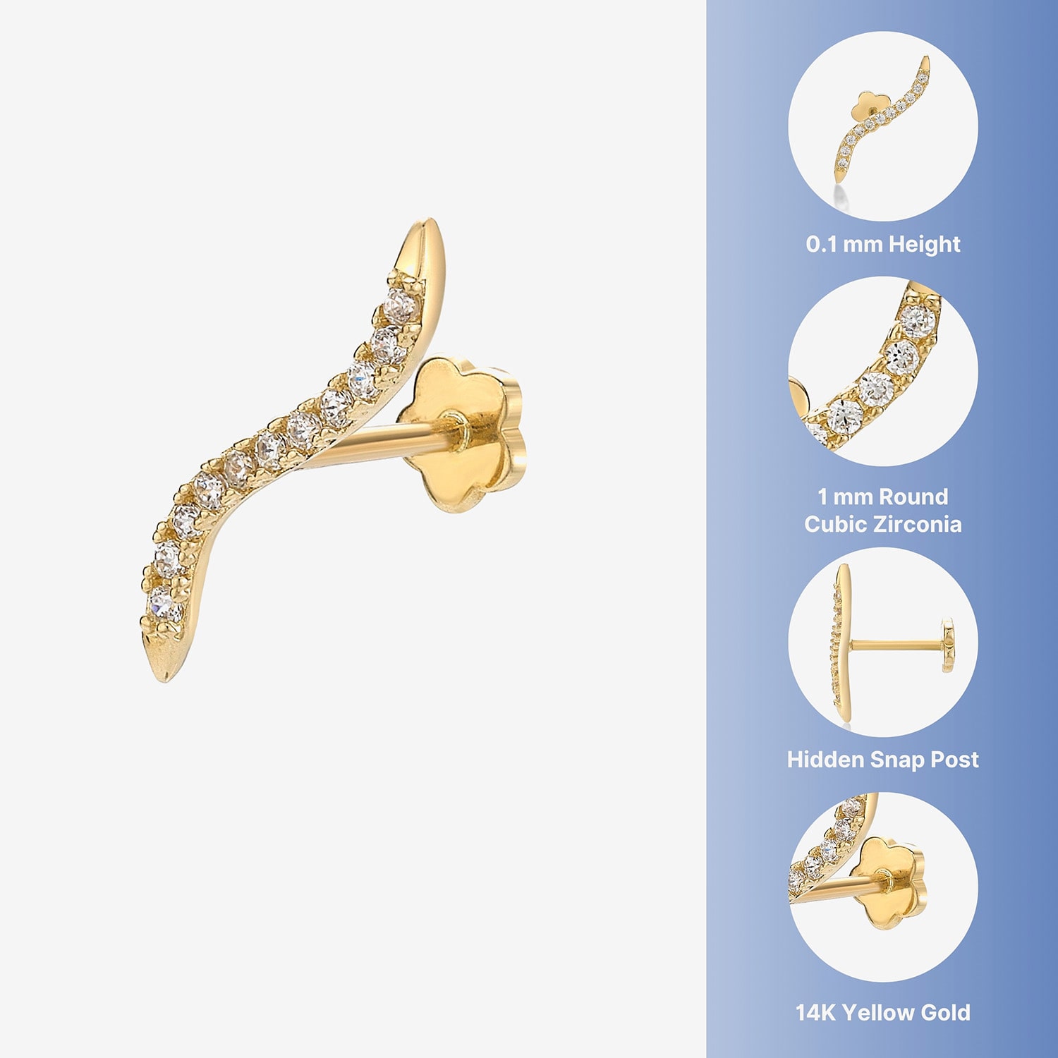 14K Gold Cartilage Earring