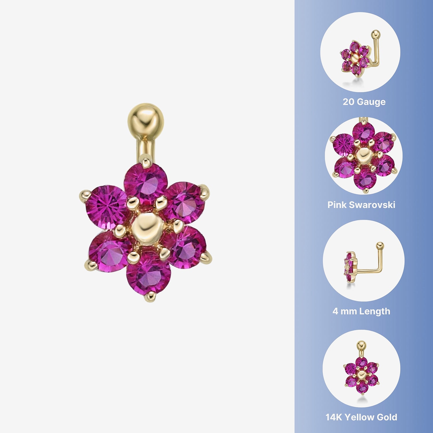Crystal 14K Gold Nose Ring