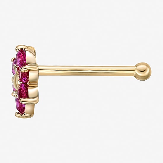 Pink Crystal 14K Gold Nose Ring