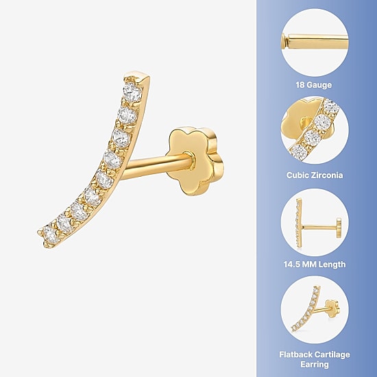 14K Gold Cartilage Earring