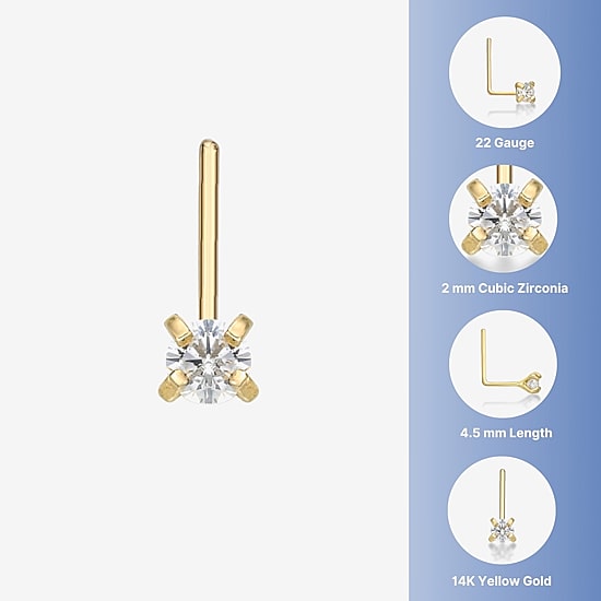 Cubic Zirconia 14K Gold Nose Ring