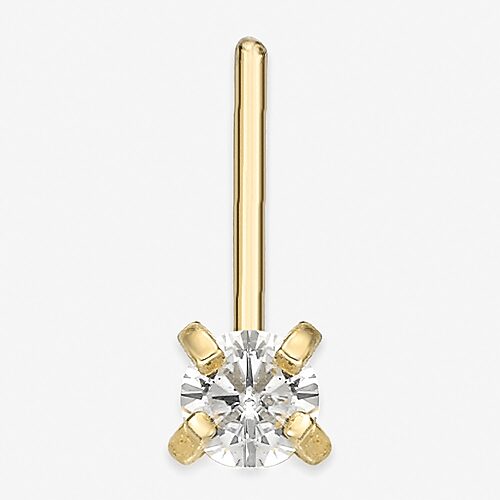 Cubic Zirconia 14K Gold Nose Ring, One Size, Yellow