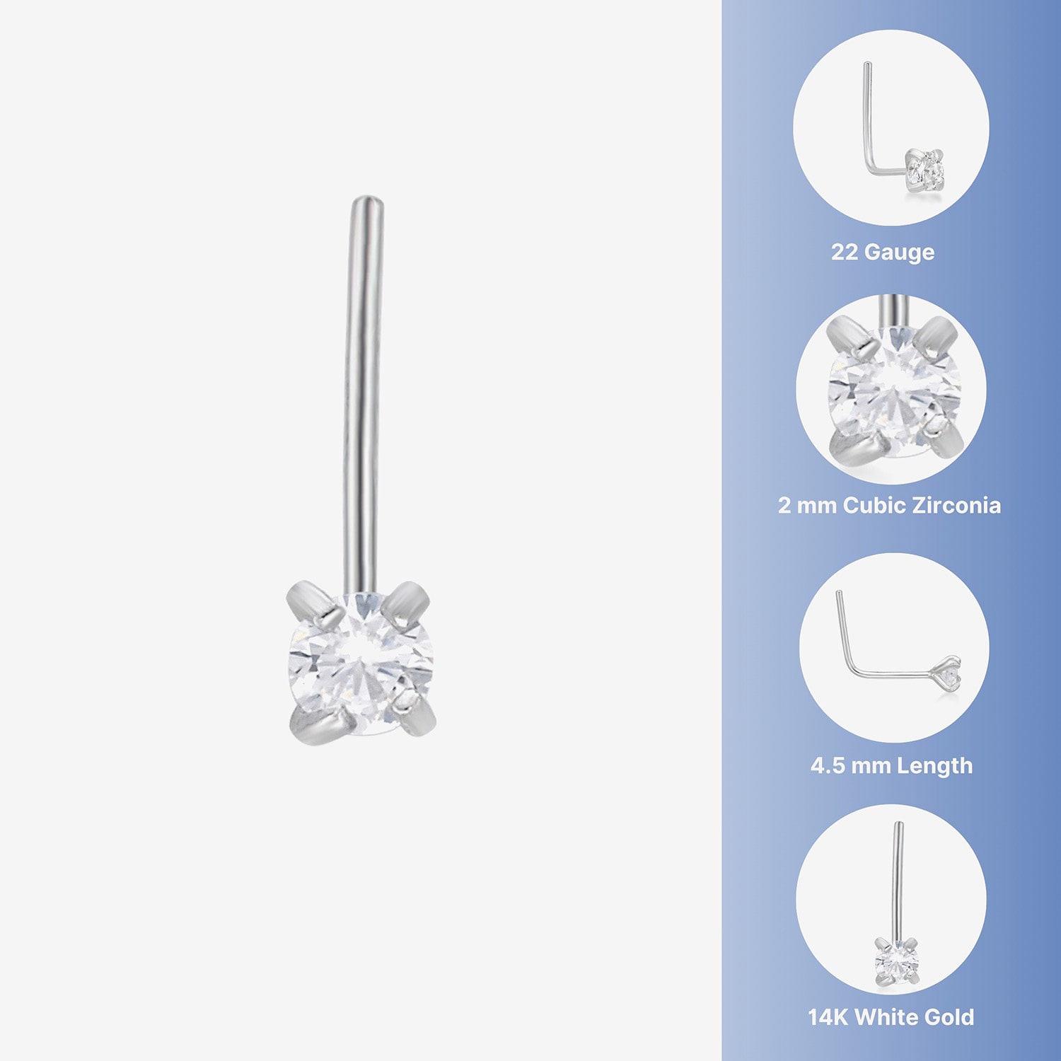 Cubic Zirconia 14K Gold Nose Ring
