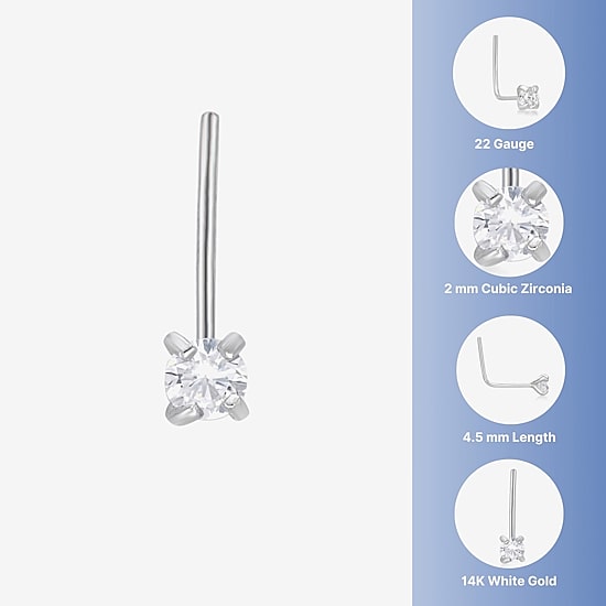 Cubic Zirconia 14K Gold Nose Ring