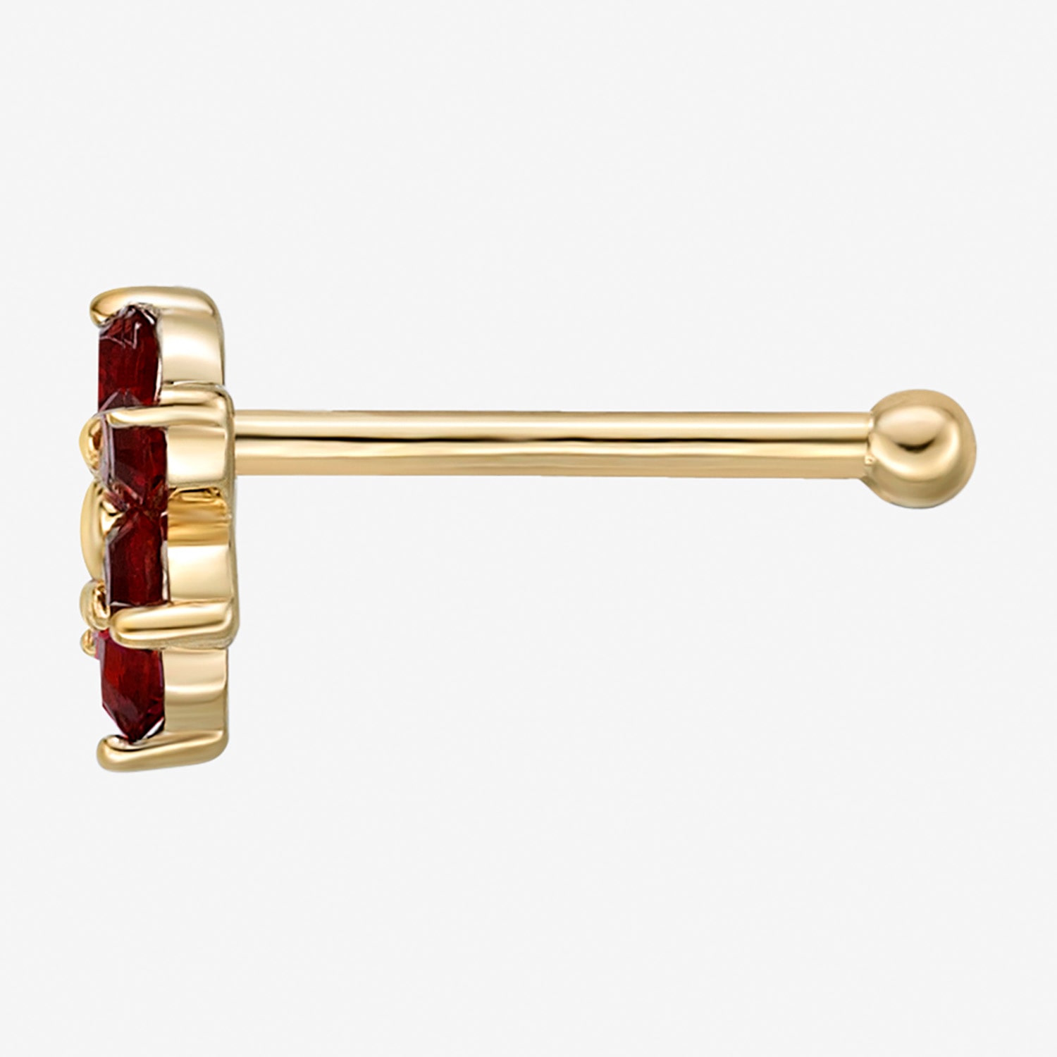 Red Crystal 14K Gold Nose Ring