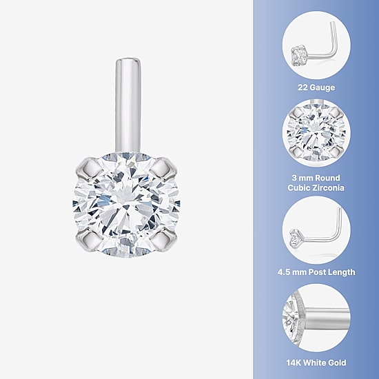 Cubic Zirconia 14K Gold Nose Ring