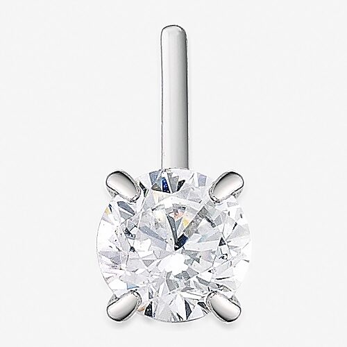 Cubic Zirconia 14K Gold Nose Ring, One Size, White