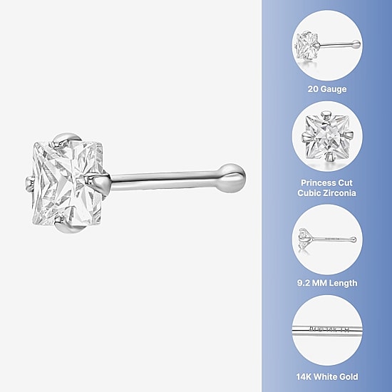 Cubic Zirconia 14K Gold Nose Ring