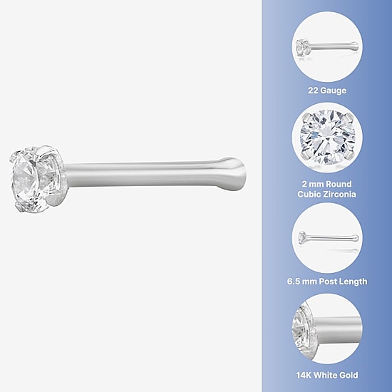 Cubic Zirconia 14K Gold Nose Ring