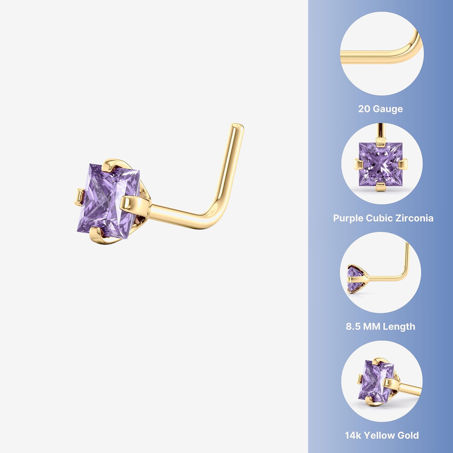 Cubic Zirconia 14K Gold Nose Ring