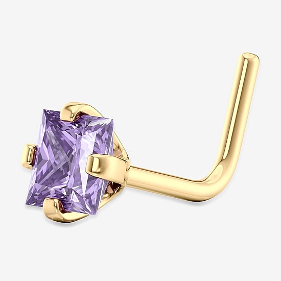 Purple Cubic Zirconia 14K Gold Nose Ring