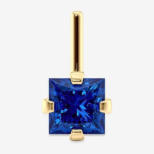 Blue Cubic Zirconia 14K Gold Nose Ring, One Size, Blue