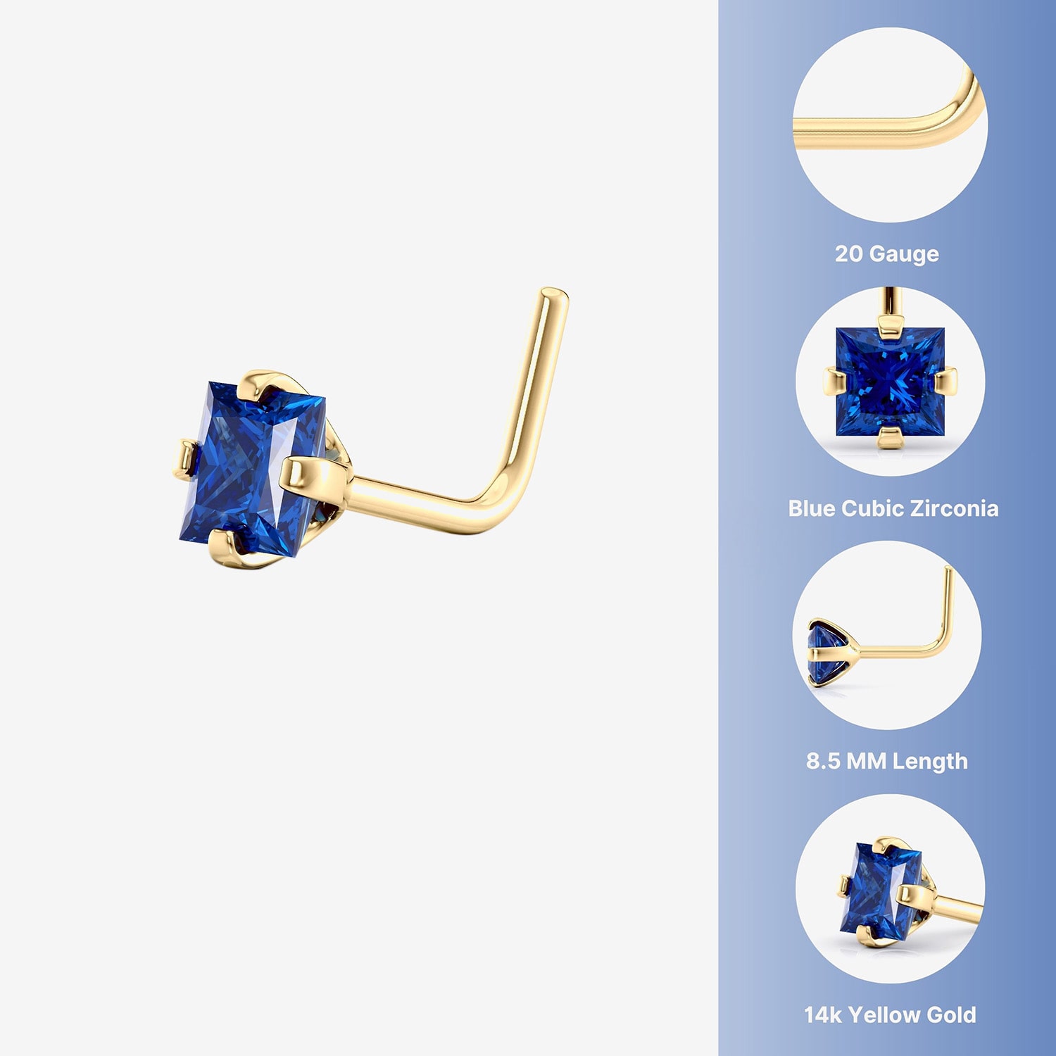 Cubic Zirconia 14K Gold Nose Ring