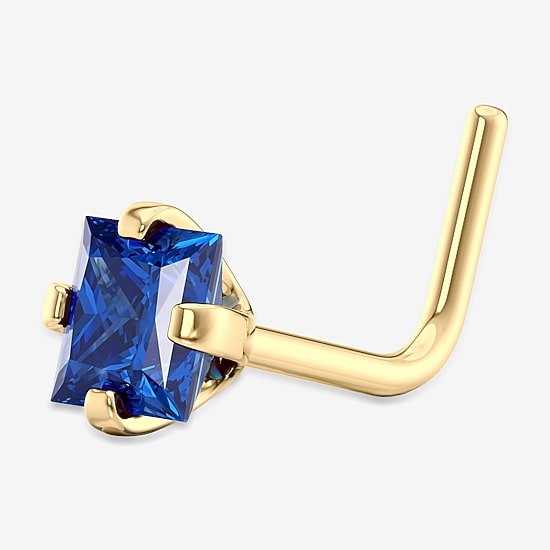 Blue Cubic Zirconia 14K Gold Nose Ring