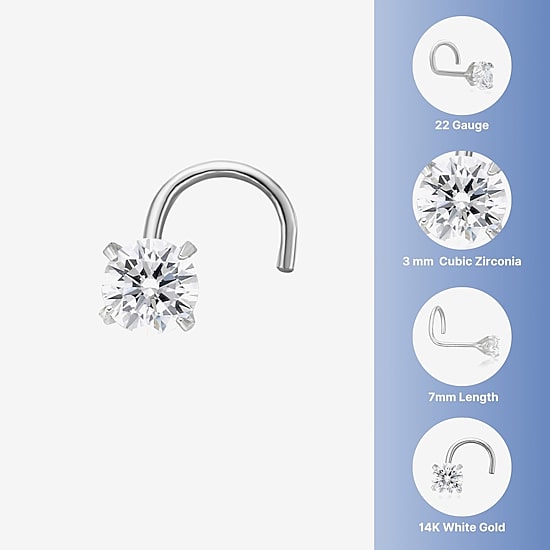 Cubic Zirconia 14K Gold Nose Ring