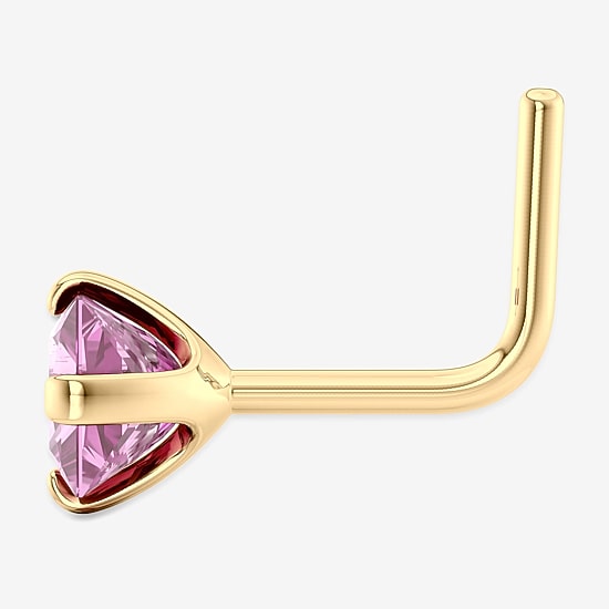 Pink Cubic Zirconia 14K Gold Nose Ring