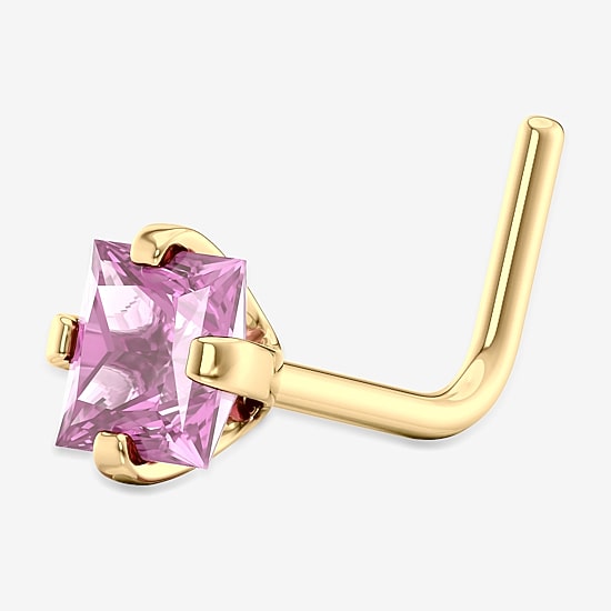 Pink Cubic Zirconia 14K Gold Nose Ring