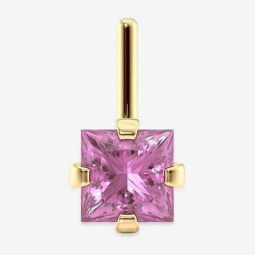 Pink Cubic Zirconia 14K Gold Nose Ring, One Size, Pink