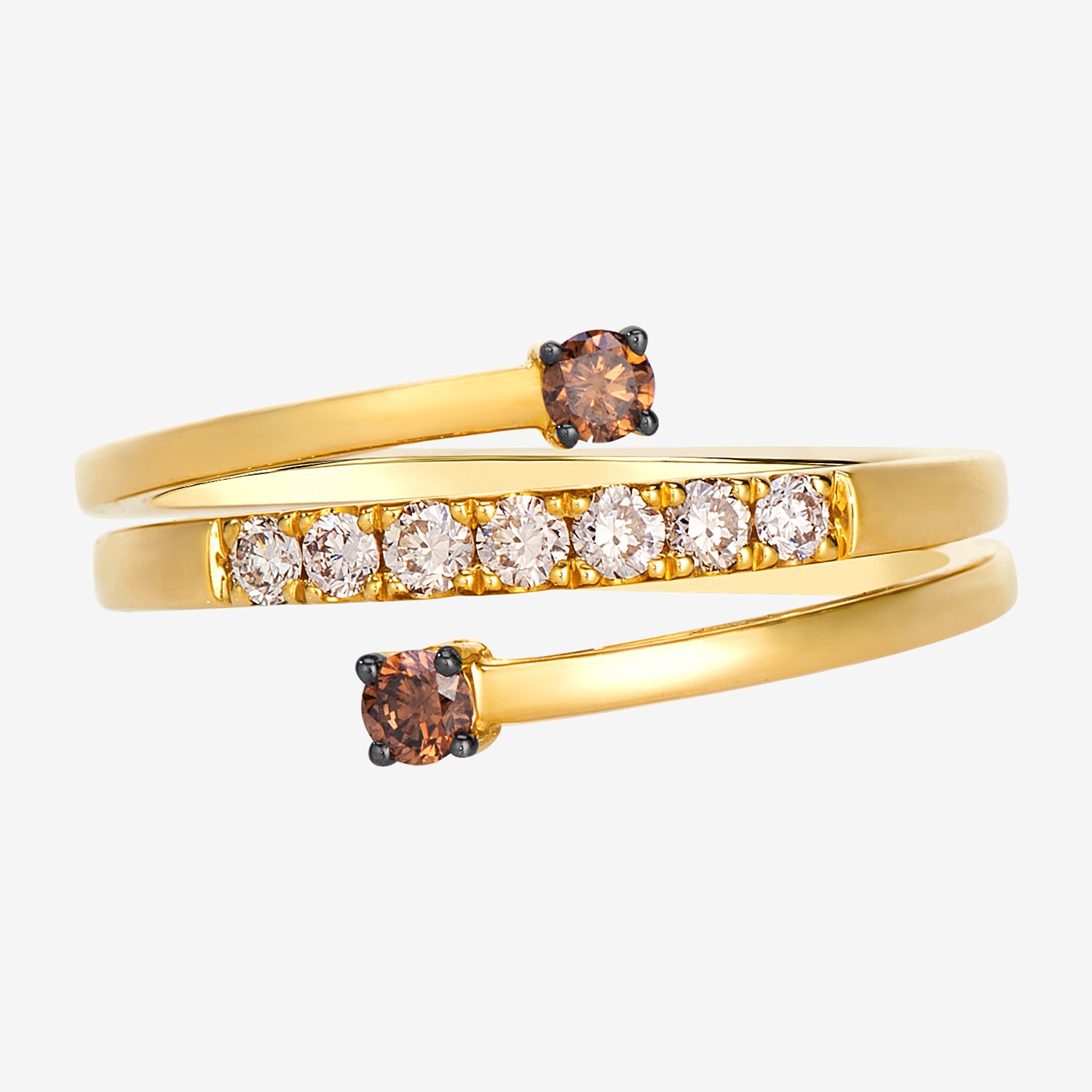 Levian Corp Le Vian (Champagne / Si2) Womens 1/3 CT. T.W. Natural Champagne Diamond 14K Gold Bypass  Cocktail Ring
