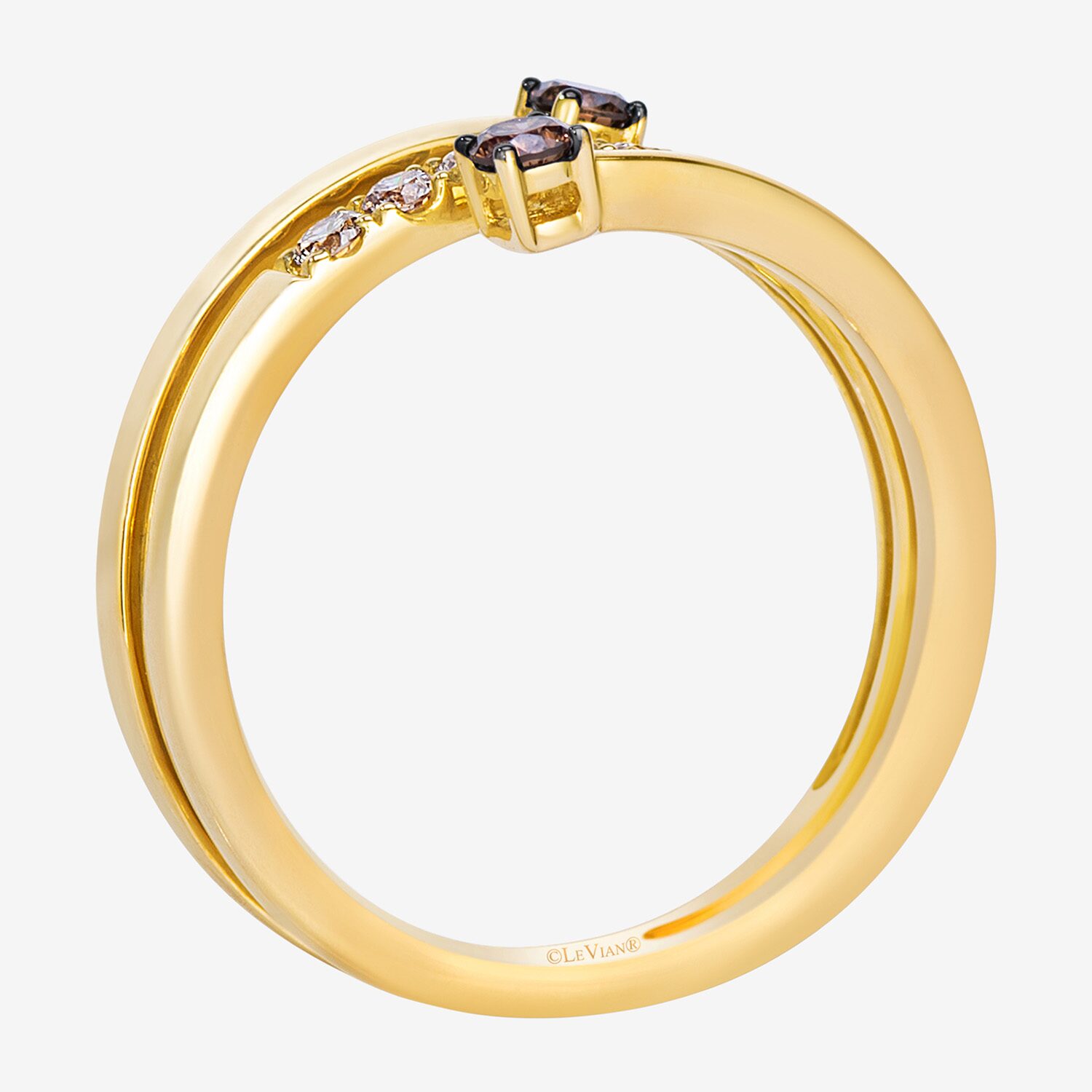 Levian Corp Le Vian (Champagne / Si2) Womens 1/3 CT. T.W. Natural Champagne Diamond 14K Gold Bypass  Cocktail Ring