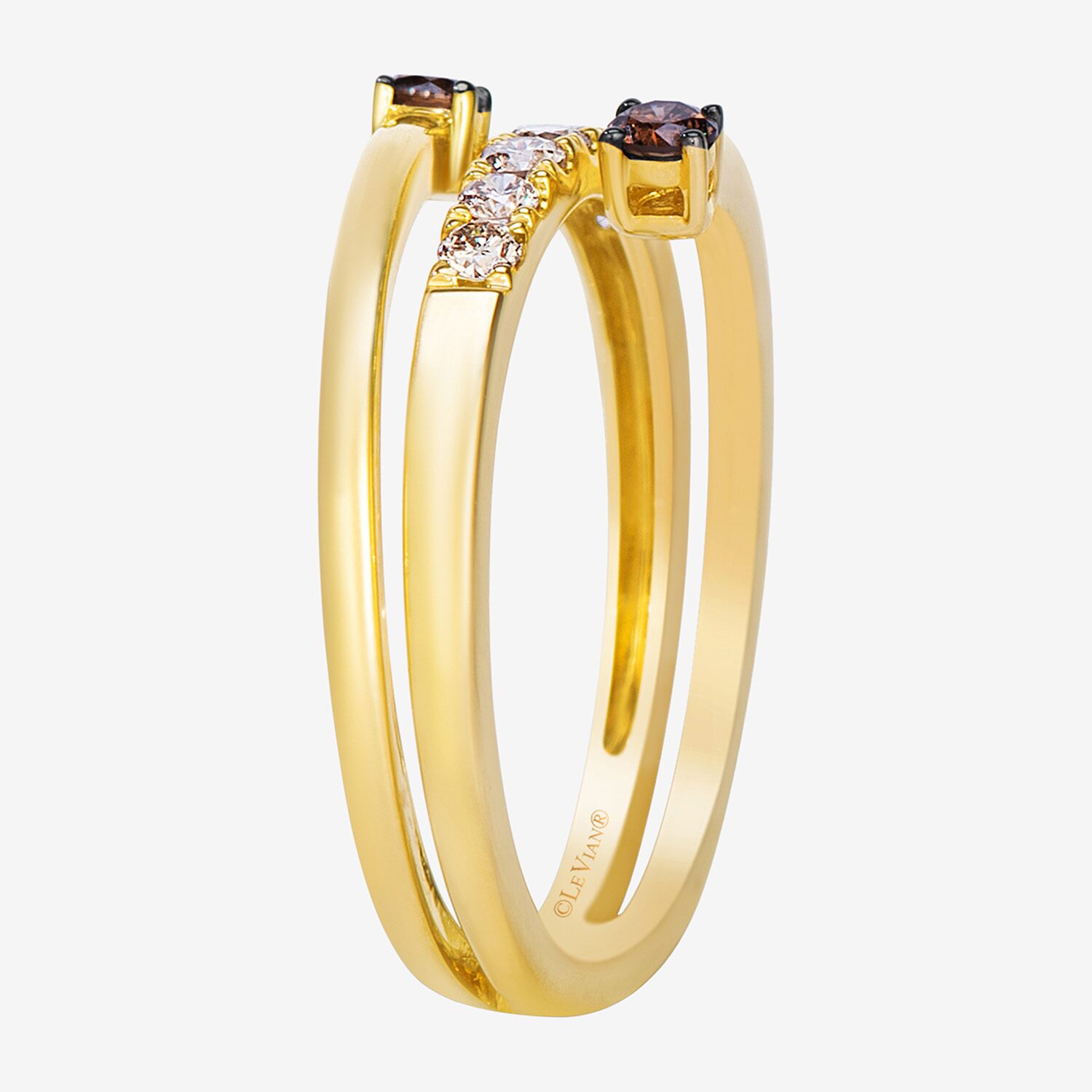 Levian Corp Le Vian (Champagne / Si2) Womens 1/3 CT. T.W. Natural Champagne Diamond 14K Gold Bypass  Cocktail Ring