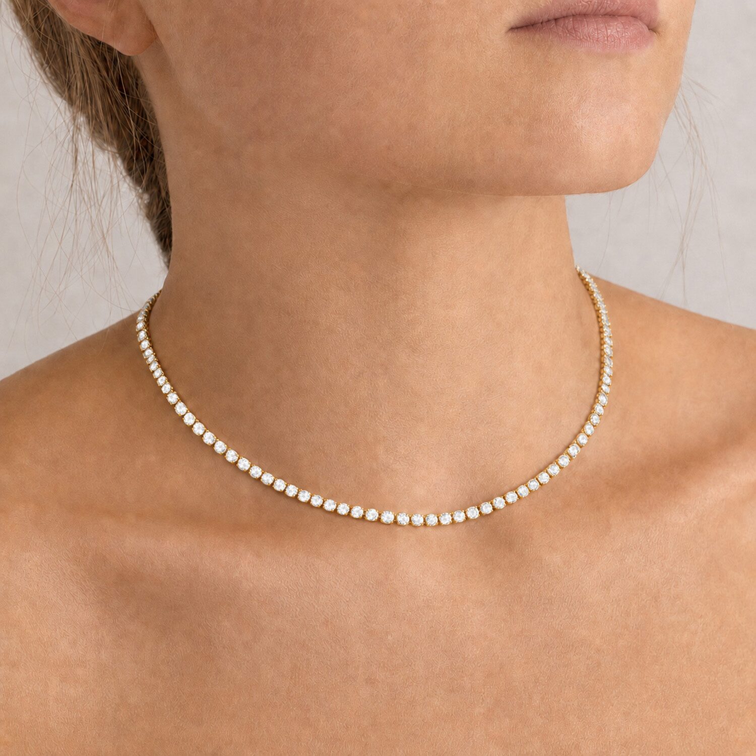 (G-H / Vs1-Vs2) Womens White Diamond Sterling Silver 17 Inch Tennis Necklace