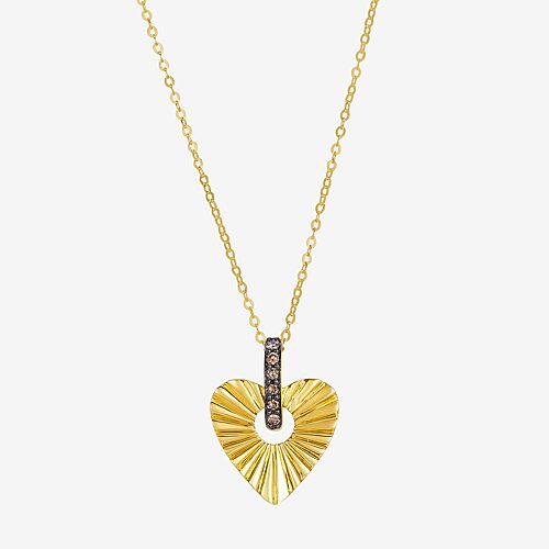 Levian Corp Le Vian (champagne / I1) Womens Diamond Accent Natural Champagne Diamond 14k Gold Heart 20 Inch Pend In Brown