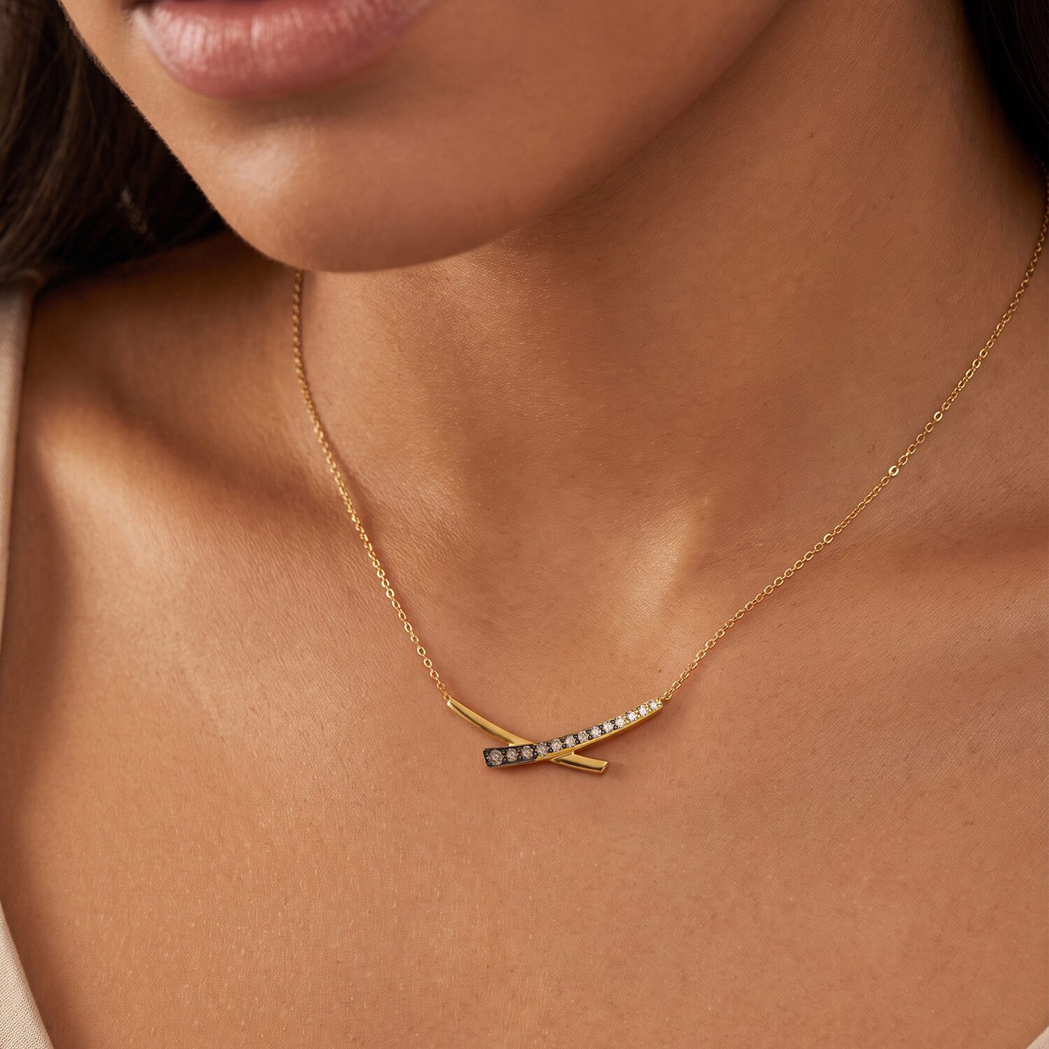 Levian Corp Le Vian (Champagne / Si2) Womens 1/3 CT. T.W. Natural Champagne Diamond 14K Gold 19 Inch Pendant Necklace