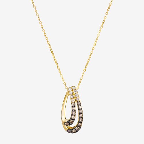 Levian Corp Le Vian (champagne / Si2) Womens 1/2 Ct. T.w. Natural Champagne Diamond 14k Gold 20 Inch Pendant Nec In Brown