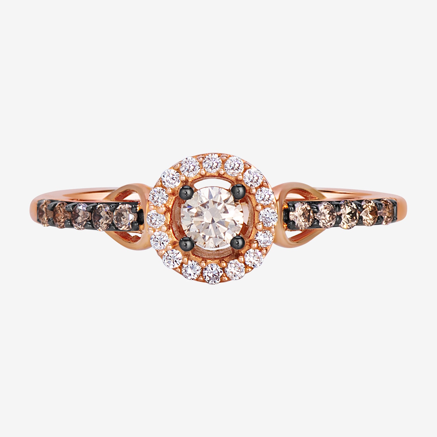 Levian Corp Le Vian Womens 1/3 CT. T.W. Natural Champagne Diamond 14K Gold Halo Side Stone Cocktail Ring