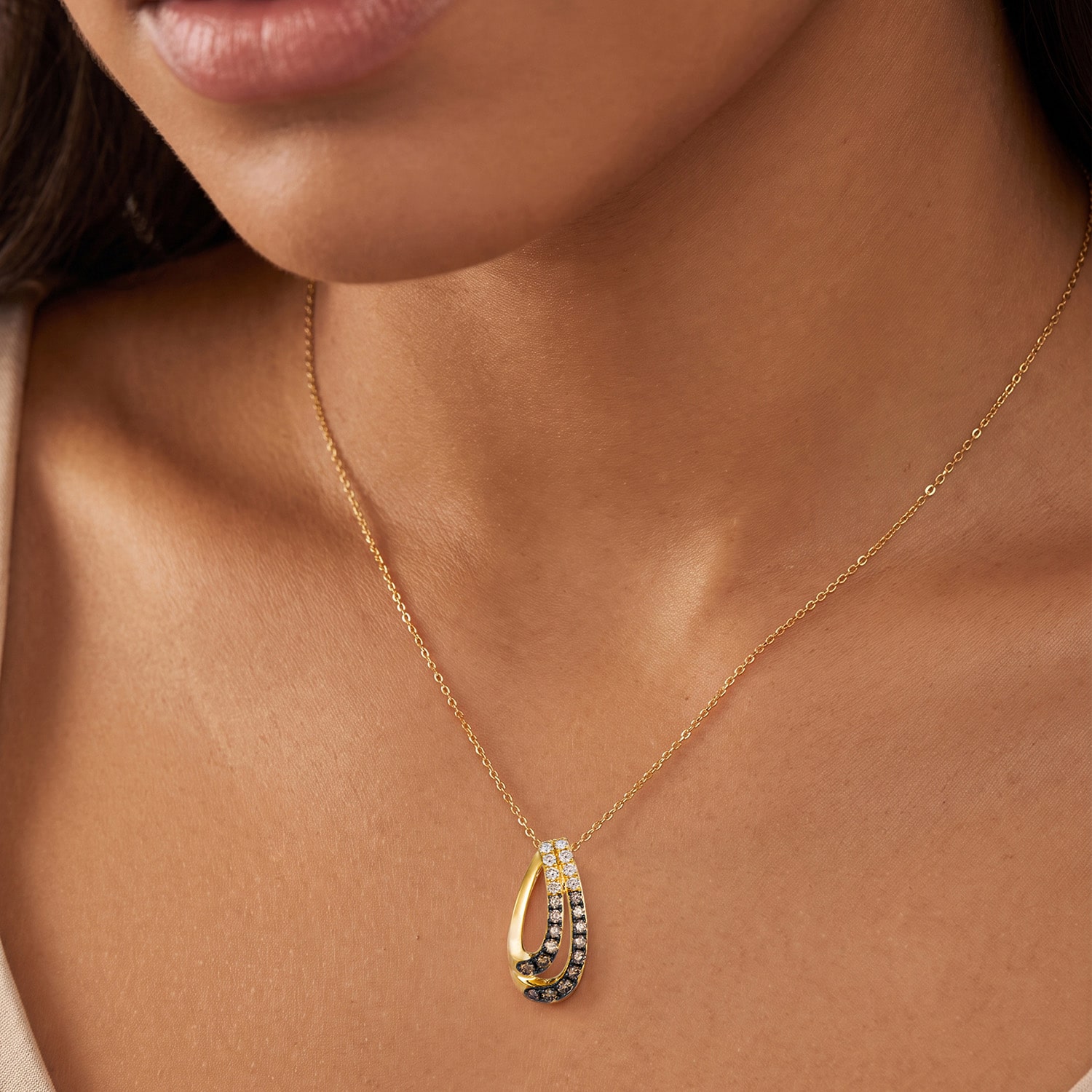 Levian Corp Le Vian (Champagne / Si2) Womens 1/2 CT. T.W. Natural Champagne Diamond 14K Gold 20 Inch Pendant Necklace