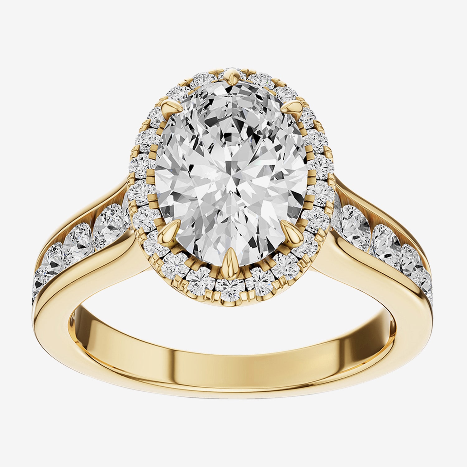 (G / Si2) Womens 3 CT. T.W. Lab Grown White Diamond Sterling Silver Oval Side Stone Halo Engagement Ring