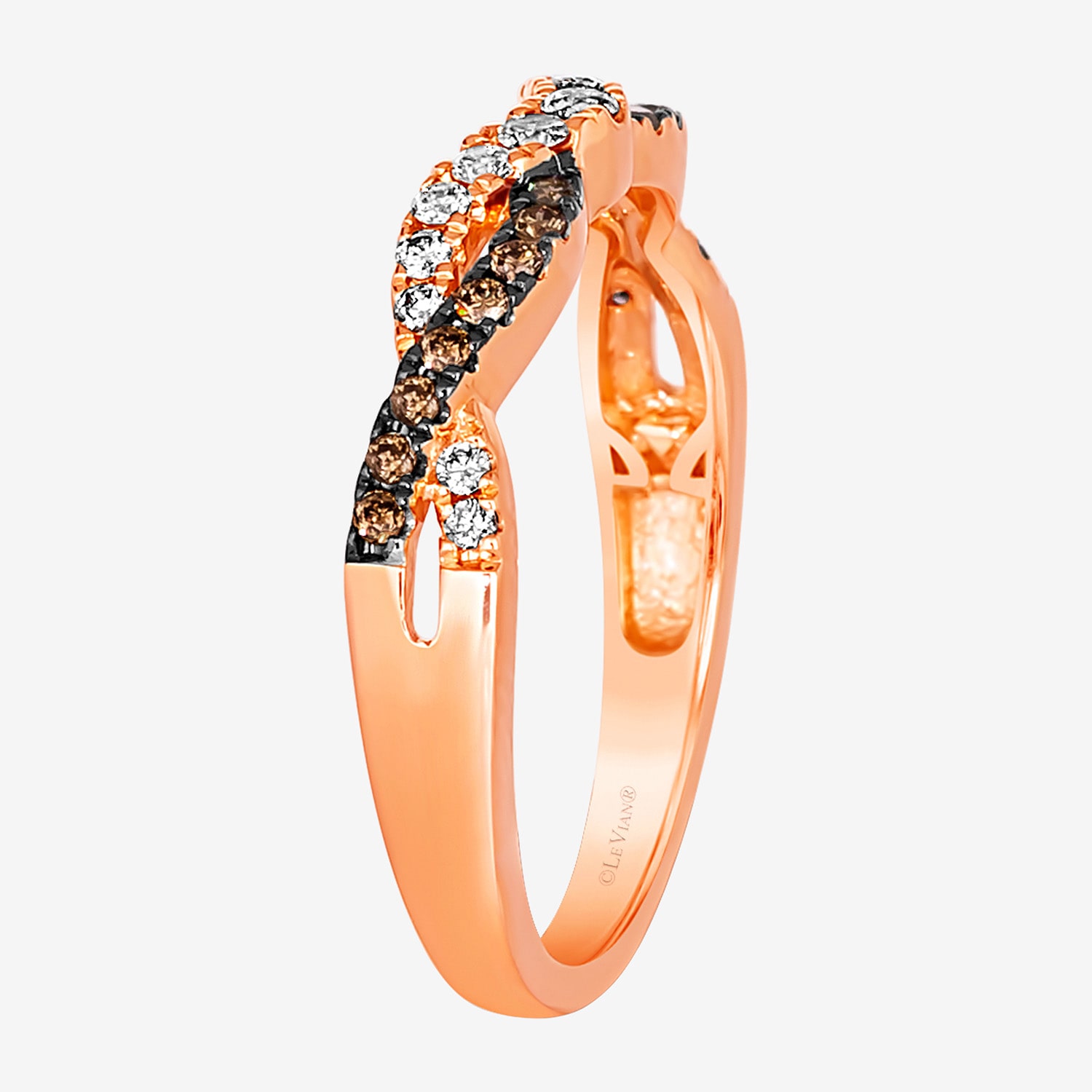 Le Vian® Ring featuring 1/6 CT. Nude Diamonds™ 1/8 Chocolate Diamonds® set 14K Strawberry Gold®