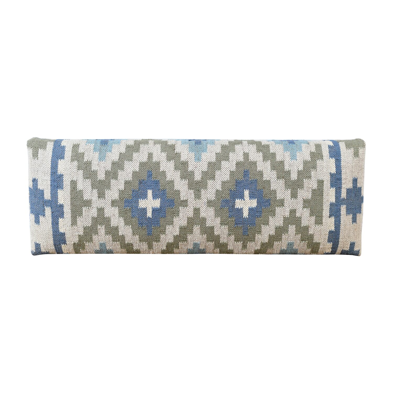 LR Home Luna Contemporary Upholstered Geometric Bench in Blue/Sage