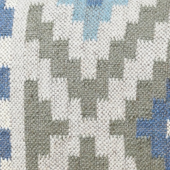 LR Home Luna Contemporary Upholstered Geometric Bench in Blue/Sage