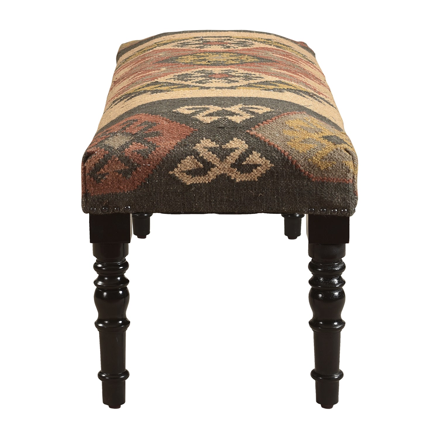 LR Home Ivy Southwest Upholstered Jute Bench in Beige/Multi