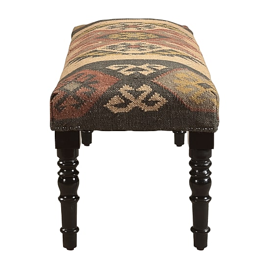 LR Home Ivy Southwest Upholstered Jute Bench in Beige/Multi