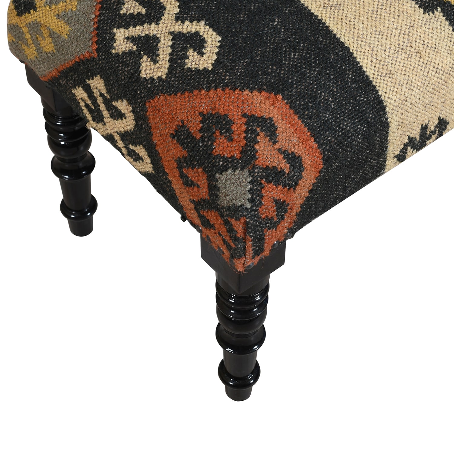 LR Home Ivy Southwest Upholstered Jute Bench in Beige/Multi