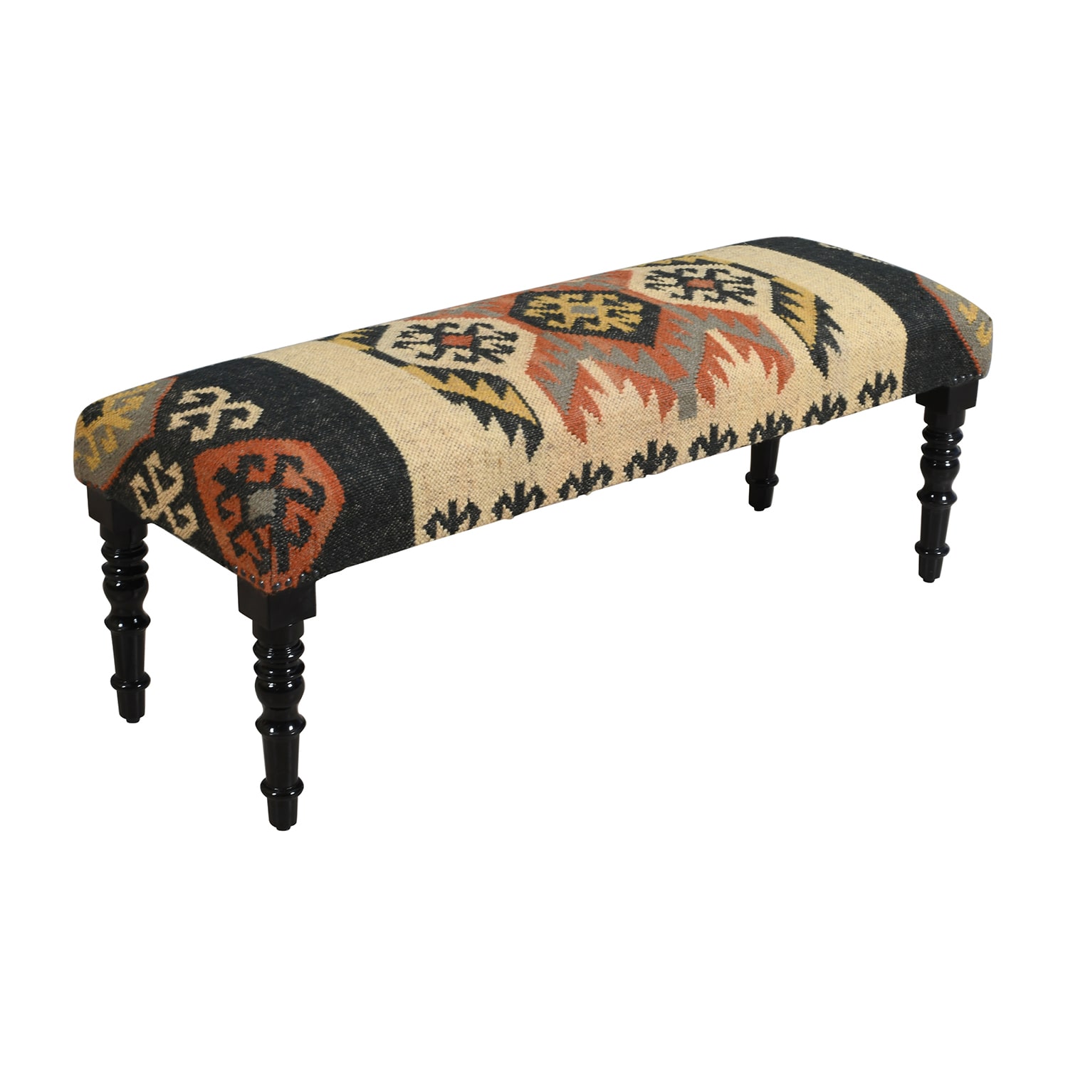 LR Home Ivy Southwest Upholstered Jute Bench in Beige/Multi