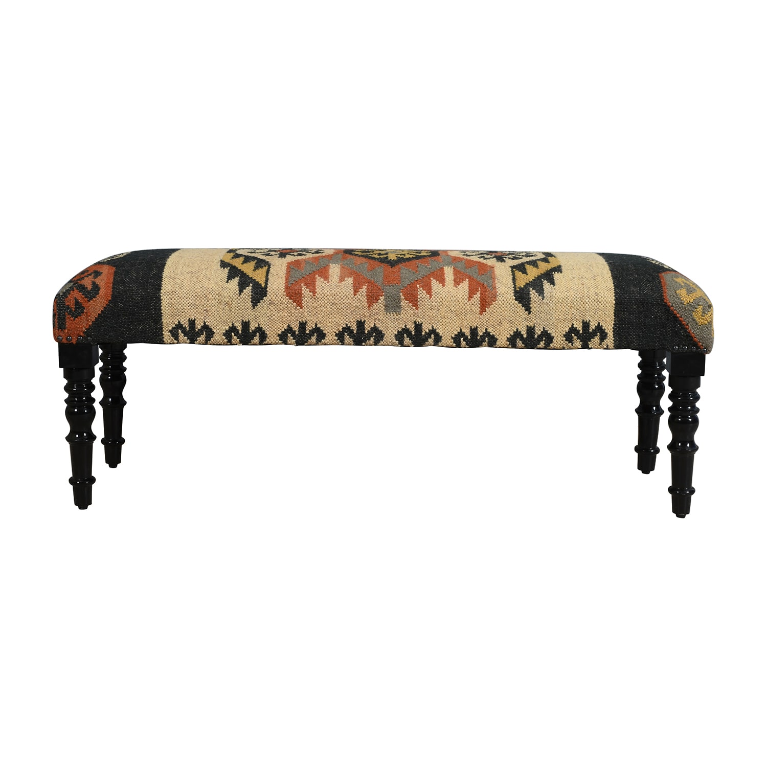 LR Home Ivy Southwest Upholstered Jute Bench in Beige/Multi