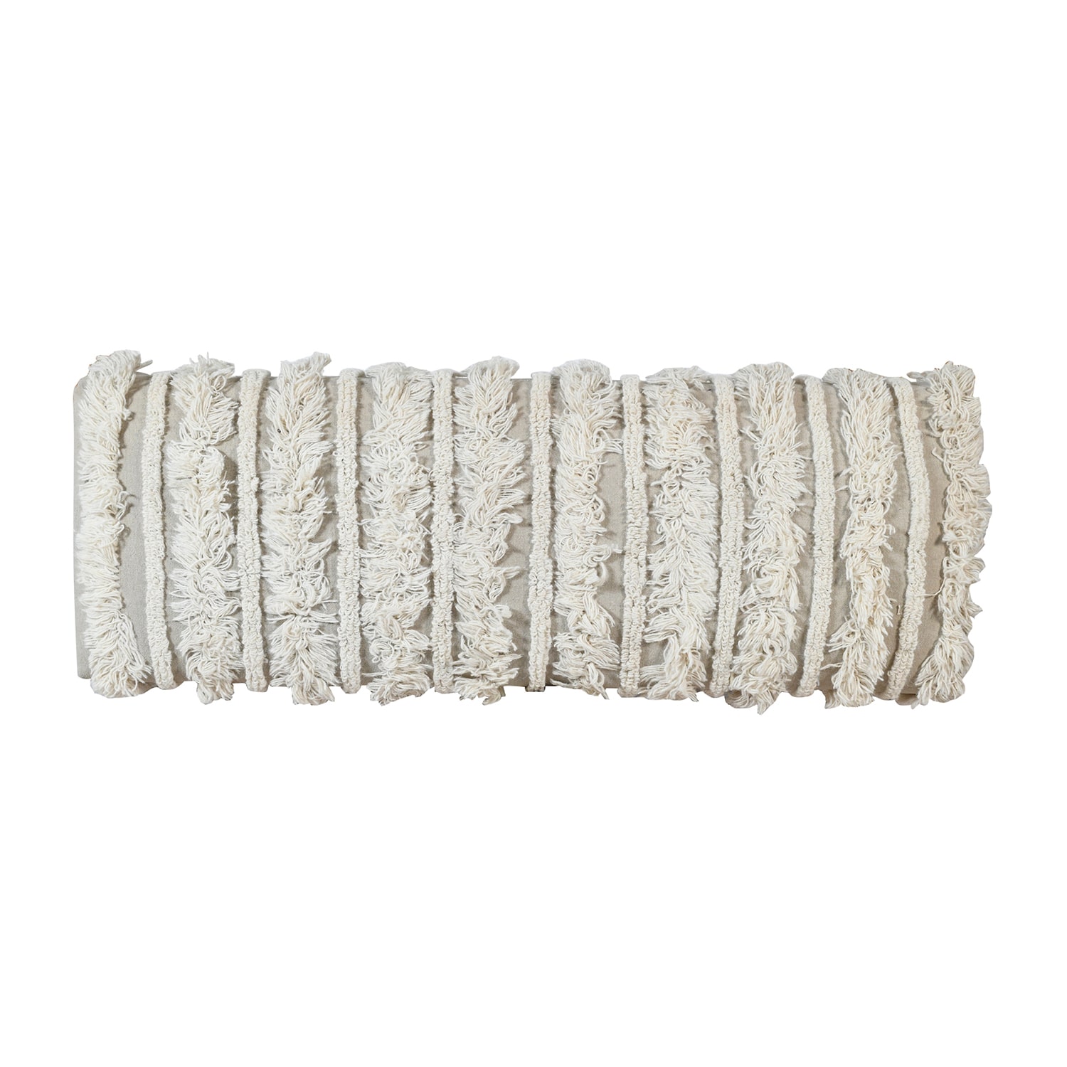 LR Home Zoe Farmhouse Upholstered Stripe Bench Cream