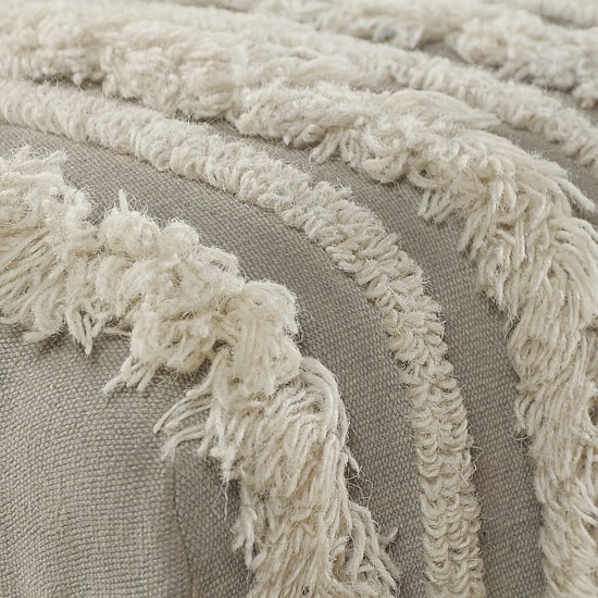 LR Home Zoe Farmhouse Upholstered Stripe Bench in Cream