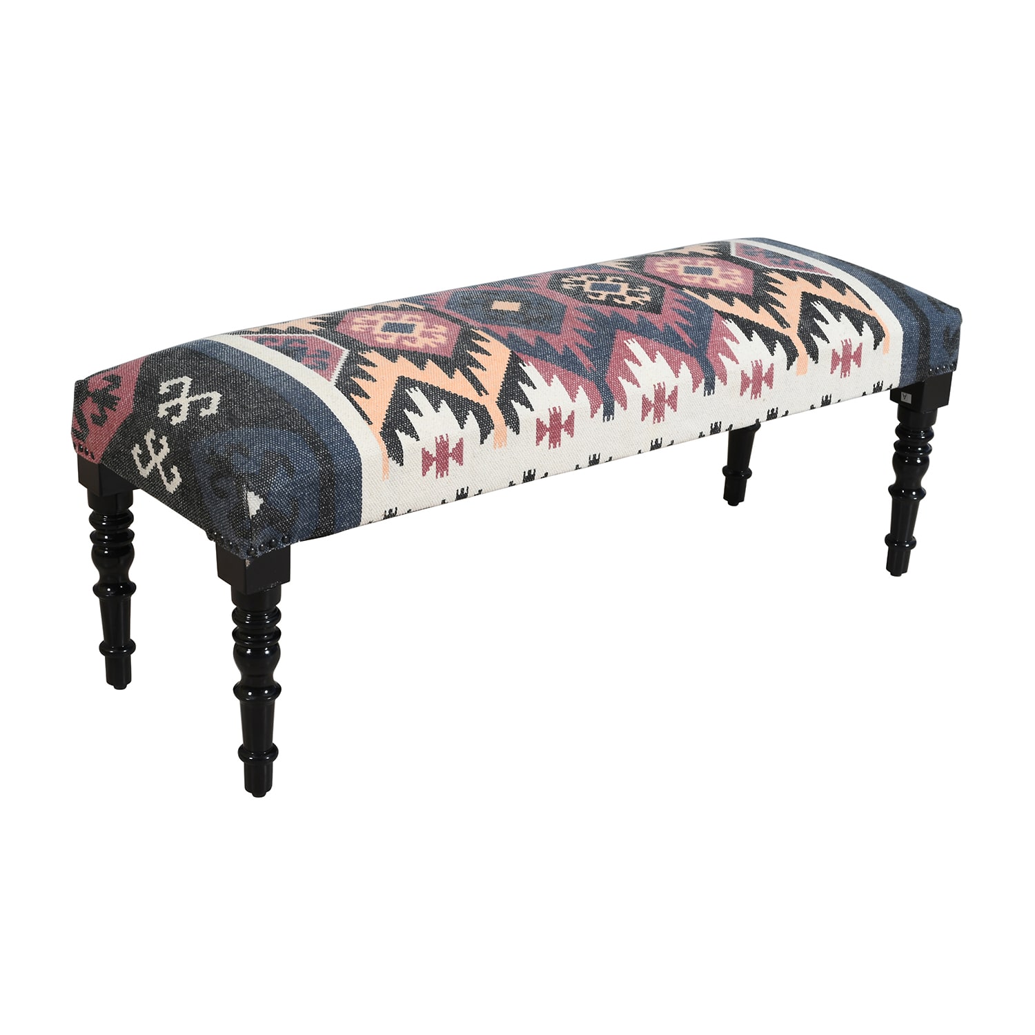 LR Home Zoe Contemporary Upholstered Abstract Bench in Ivory