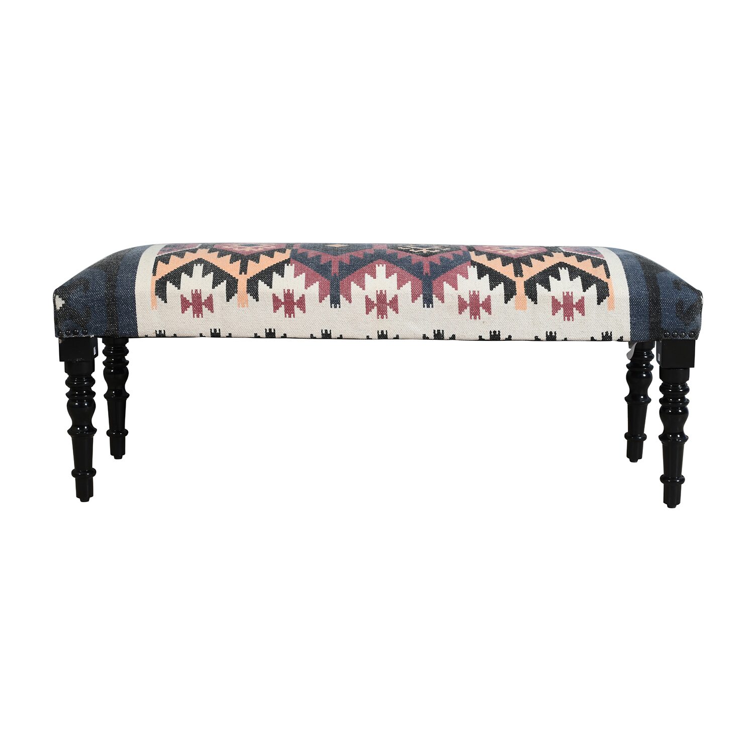 LR Home Zoe Contemporary Upholstered Abstract Bench in Ivory