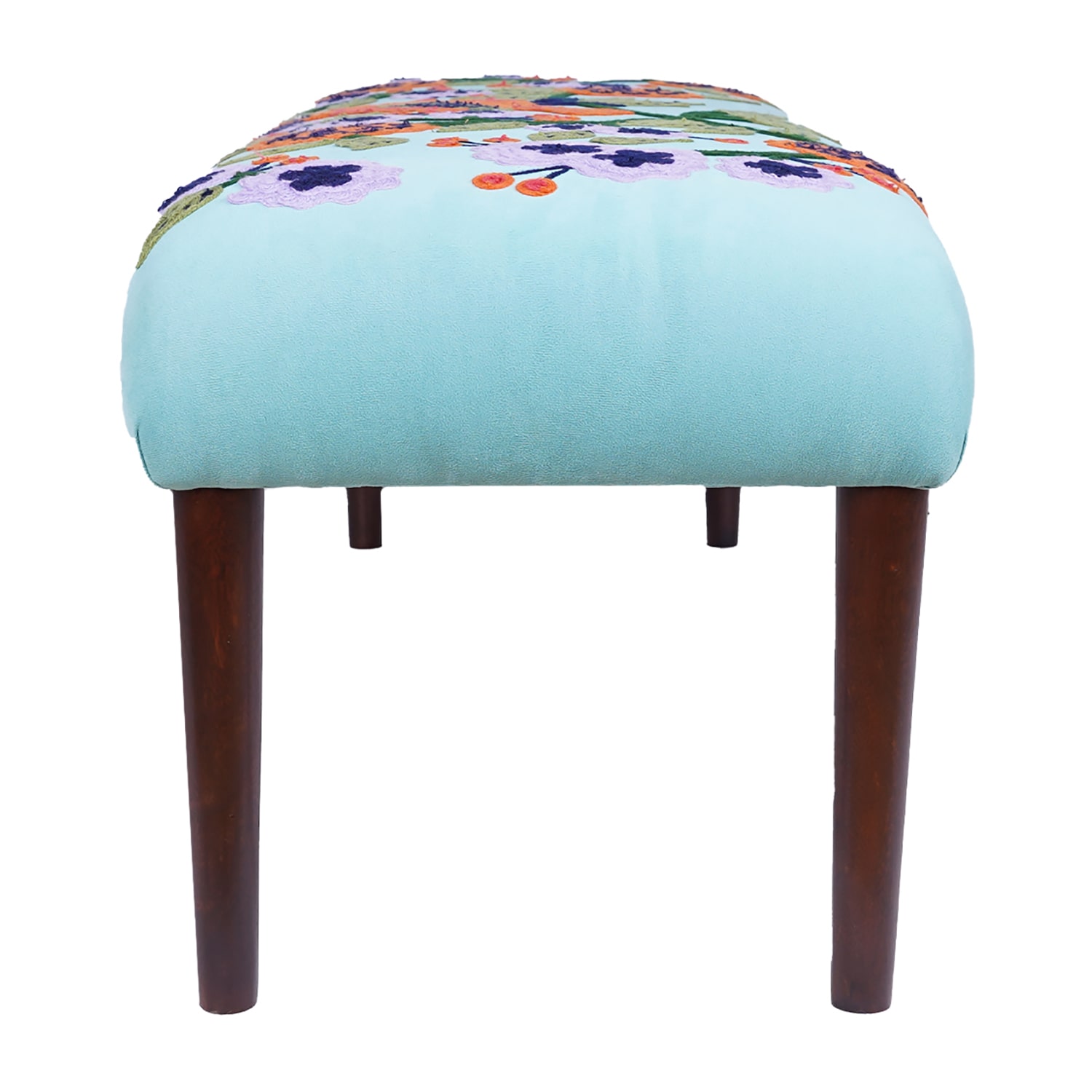 LR Home Nova Contemporary Embroidered Upholstered Velvet Bench