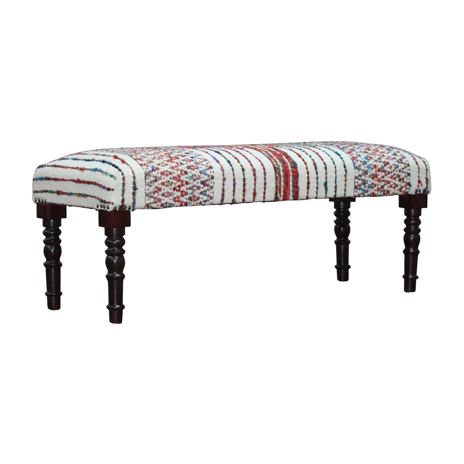 LR Home Scarlett Contemporary Upholstered Geometric Bench in Gray